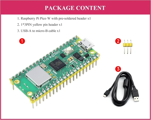 Alt view image 2 of 7 - Pi Pico W Microcontroller Board with Pre-Soldered Header, Built-in Wi-Fi 4 and Bluetooth 5.2, Based on Official RP2040 Dual-core Processor
