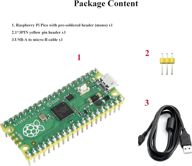 Alt view image 2 of 7 - Pi Pico Microcontroller Development Board with Pre-Soldered Header, Based on Official RP2040 Chip, Dual-Core ARM Cortex M0+ Processor up to 133 MHz, 26x Multi-Function GPIO Pins