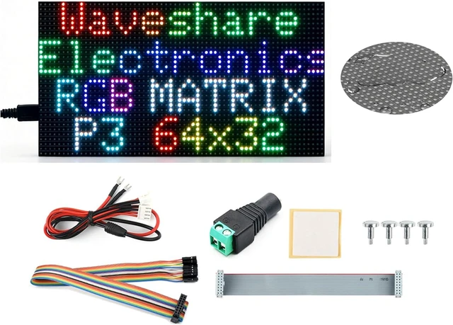 Main image of 2048 RGB Full-Color LED Matrix Panel, 3mm Pitch, 64 × 32 Pixels Display Screen Compatible with Raspberry Pi 5/4B/Zero 2W/Zero/ Pico 2W /Pico 2W, ESP32, Support Adjustable Brightness,GOB-Waterproof