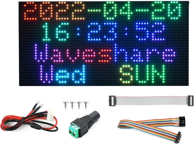 Main image of 2048 RGB Full-Color LED Matrix Panel, 4mm Pitch, 64×32 Pixels, Compatible with Raspberry Pi 5/4B/Zero 2W/Zero/Pico 2W /Pico, Support Adjustable Brightness, Chainable, Displaying Text, Animation