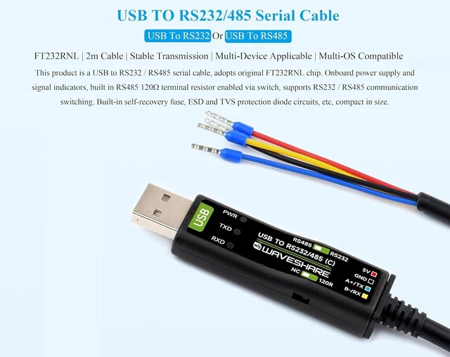 Alt view image 2 of 7 - USB to RS485 /RS232 Converter Board, Original FT232RNL Chip Stable Transmission, Onboard Power and Signal Indicators, Supports Mac Linux Android Win11/10/8.1/8/7,etc.
