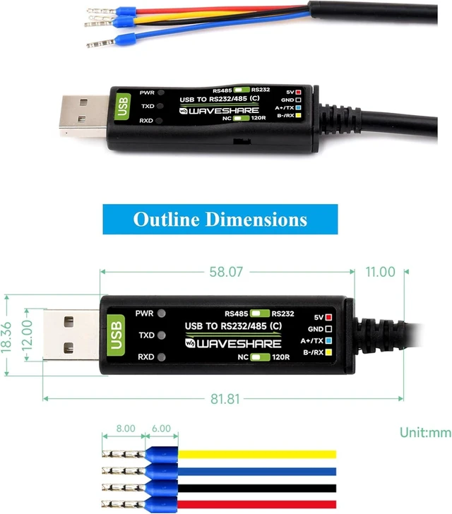Alt view image 6 of 7 - USB to RS485 /RS232 Converter Board, Original FT232RNL Chip Stable Transmission, Onboard Power and Signal Indicators, Supports Mac Linux Android Win11/10/8.1/8/7,etc.