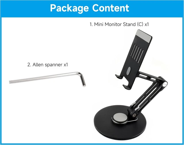 Alt view image 7 of 7 - Portable Monitor Adjustable Stand, Compatible with 4~18.5inch Monitors, Supports Multi-axis Rotation, Weighted Base and Ergonomic Design, Foldable For Easy Storage