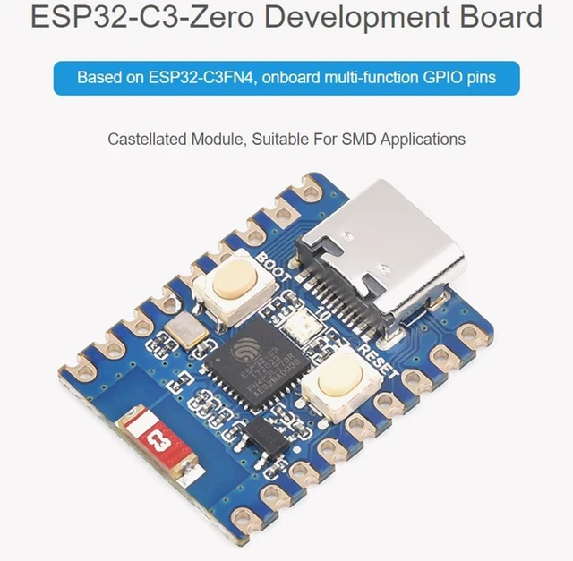 Alt view image 2 of 7 - 3PCS ESP32-C3 Mini Development Board, Based on ESP32-C3FN4 Single-Core Processor 160MHz Running Frequency, Support 2.4GHz W-i-F-i & B L E 5, Onboard 400KB of S RAM and 384KB ROM, 4MB Flash Memory