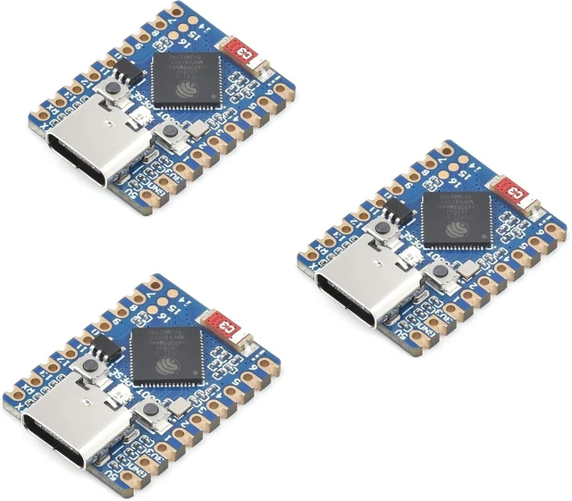 Main image of 3PCS ESP32-C3 Mini Development Board, Based on ESP32-C3FN4 Single-Core Processor 160MHz Running Frequency, Support 2.4GHz W-i-F-i & B L E 5, Onboard 400KB of S RAM and 384KB ROM, 4MB Flash Memory