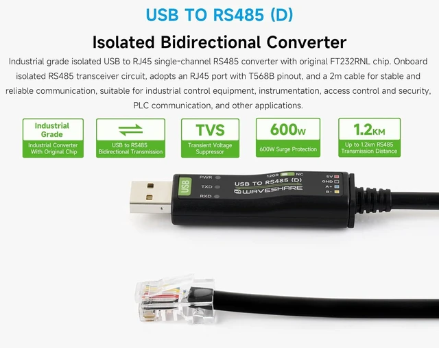 Alt view image 2 of 7 - USB to RS485 Industrial Bidirectional Converter, with FT232RNL Stable Chip