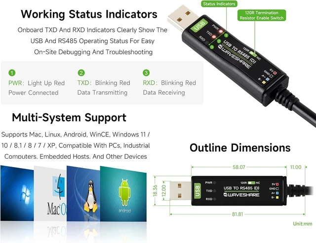 Alt view image 7 of 7 - USB to RS485 Industrial Bidirectional Converter, with FT232RNL Stable Chip