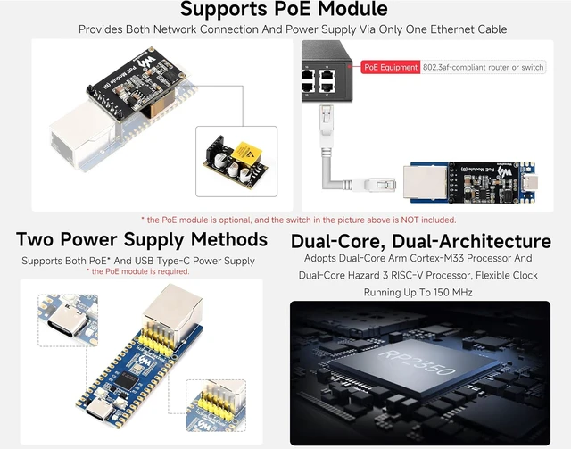 Alt view image 4 of 7 - RP2350-POE-ETH Development Board, Standard Version, No PoE Module