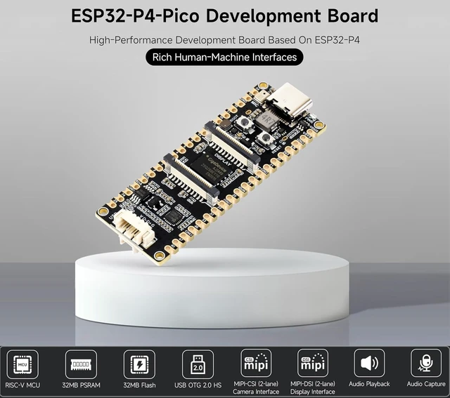 Alt view image 3 of 7 - ESP32-P4-Pico Development Board, Based On ESP32-P4, RISC-V Dual-Core and Single-Core Processors, Rich Human-Machine Interfaces, MIPI-CSI, MIPI-DSI, GPIO Header Compatible with Raspberry Pi Pico Hats