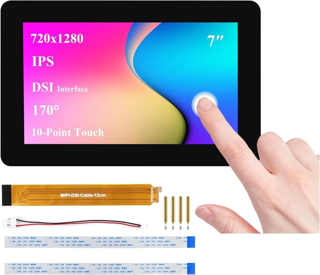 Main image of 7inch DSI Capacitive Touch Screen Compatible with Raspberry Pi 5/4B/3B+/3B/RK3506-Lyra/RK3576/ESP32-P4, 720×1280 IPS Display, 10-Point Touch, Anti-Fingerprint Process