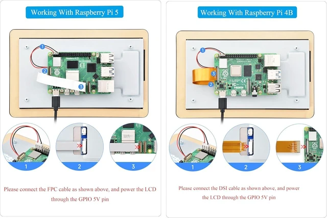 Alt view image 5 of 7 - 7inch DSI Capacitive Touch Screen Compatible with Raspberry Pi 5/4B/3B+/3B/RK3506-Lyra/RK3576/ESP32-P4, 720×1280 IPS Display, 10-Point Touch, Anti-Fingerprint Process
