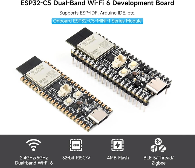 Alt view image 3 of 7 - ESP32-C5 Dual-Band Wi-Fi6 Dev Board,Onboard Antenna,No Pre-Soldered Headers