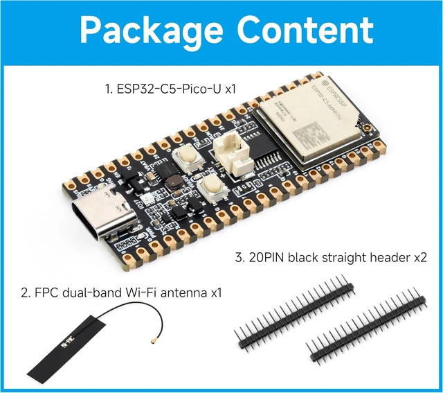 Alt view image 2 of 7 - ESP32-C5 Dual-Band WiFi6 Dev Board, External FPC Antenna