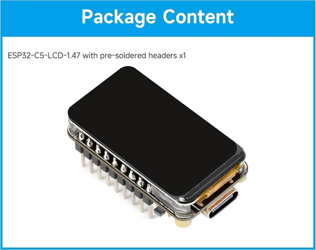 Alt view image 2 of 7 - ESP32-C5 1.47inch LCD Display Dev Board, 172 x 320, with Solder Header