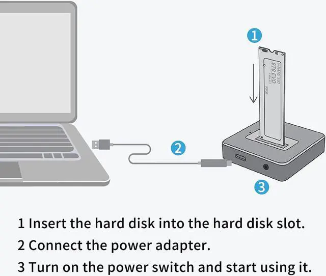 Alt view image 4 of 7 - ACASIS USB C 10G to NVME and NGFF Docking Station for M2 SSD and SATA, Supports Hard Drives up to 8TB(NVMe&NGFF Docking, Space Grey)