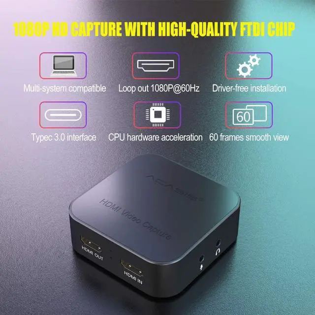 Alt view image 3 of 7 - ACASIS Capture Card USB 3.0 1080P60FPS Stream and Record in HDMI Capture Device for Playstation 4, Xbox One & Xbox 360 Broadcast Live, Record via DSLR, Camcorder, or Action Cam