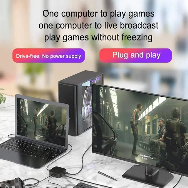 Alt view image 6 of 7 - ACASIS Capture Card USB 3.0 1080P60FPS Stream and Record in HDMI Capture Device for Playstation 4, Xbox One & Xbox 360 Broadcast Live, Record via DSLR, Camcorder, or Action Cam