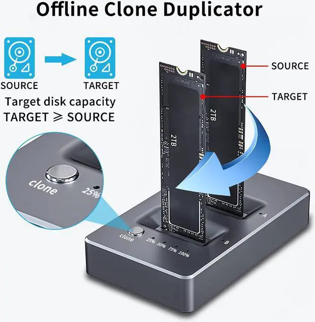 Alt view image 3 of 4 - ACASIS NVMe M.2 Duplicator Dual-Bay Offline Clone USB C to NVME Docking Station for M2 SSD M Key Hard Drives Enclosure [Support 8TB]