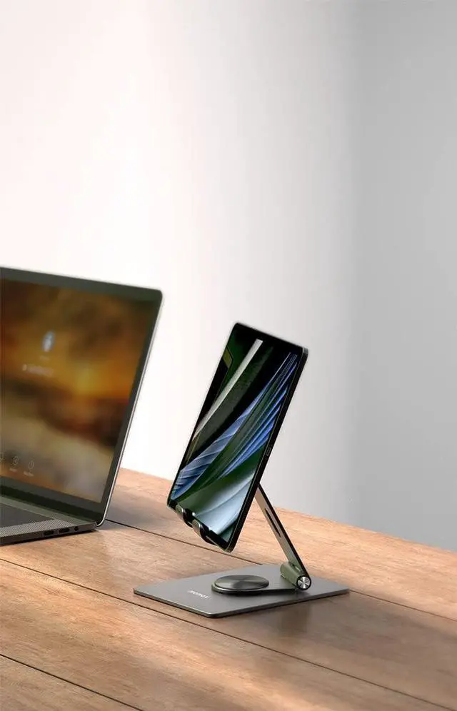 Alt view image 5 of 6 - Tablet Stand for Desk, Adjustable 360% Rotation Rotatable, Holder Stand - Compatible with iPhone, Apple iPad, Samsung Galaxy and Kindle Fire Tablets