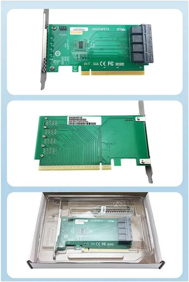 Alt view image 6 of 6 - ANU04PE16 NVMe Controller SFF8643 4 Port PCIe3.0 X16 SSD Exp Riser (Not with Cables, Not Support LSI 8643X2 to 8639X2)