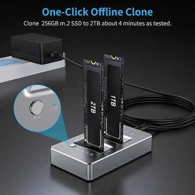 Alt view image 5 of 7 - ACASIS NVMe M.2 Duplicator Dual-Bay Offline Clone USB C to NVME Docking Station for M2 SSD M Key Hard Drives Enclosure (Dual-Bay)