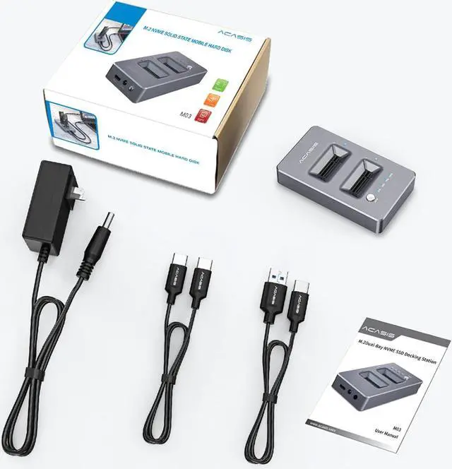 Alt view image 7 of 7 - ACASIS NVMe M.2 Duplicator Dual-Bay Offline Clone USB C to NVME Docking Station for M2 SSD M Key Hard Drives Enclosure (Dual-Bay)