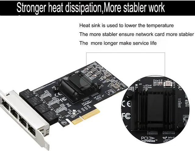 Alt view image 6 of 7 - Quad-Port 2.5GBase-T PCIe Network Adapter RTL8125B 2500/1000/100Mbps PCI Express Gigabit Ethernet Card RJ45 LAN Controller Support PXE for Windows/Linux/MAC with Low Profile