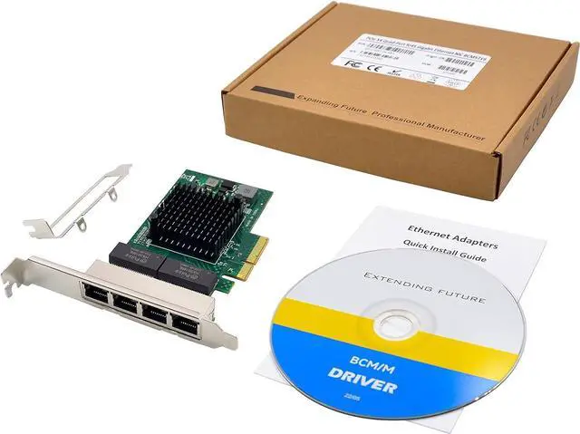 Alt view image 7 of 7 - Quad-Port PCIe Gigabit Ethernet Server Adapter with NetXtreme® BCM5719 Chipset PCI Express 1000M Network LAN Card for Windows Server Linux Ubuntu VMware (BCM5719-4P)
