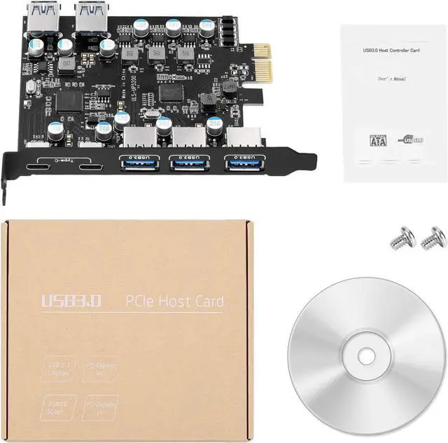Alt view image 7 of 7 - 7-Port PCI-E to Type C (2), Type A (5) USB 3.0 Expansion Card with 2 Rear USB 3.0 Ports PCI Express Card Desktop for Windows Mac Pro