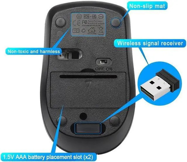 Alt view image 3 of 5 - Wireless Mouse, 2.4G Ergonomic Optical Mouse, Computer Mouse for Laptop, PC, Computer, Chromebook, Notebook, 24 Months Battery Life