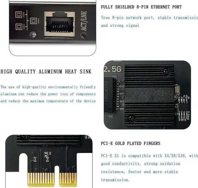 Alt view image 6 of 7 - 2.5Gbase-T Pcie Network Card I226-V Chip 2.5G PCI Express Gigabit Ethernet Card Wired RJ45 LAN Adapter Converter for Window 10/11