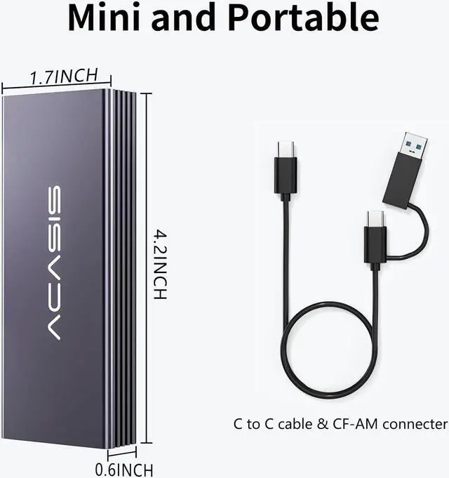 Alt view image 7 of 7 - ACASIS USB C 3.2 SSD Enclosure for Apple Flash SSDs 12+16 PIN MacBook Pro,MacBook Air, Mac Pro, iMac from 2013 to 2017 Portable Storage Enclosure Compatible with M.2 Nvme SSD with Adapter