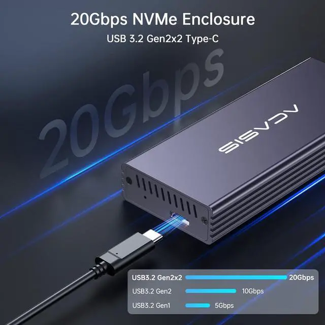 Alt view image 2 of 7 - ACASIS USB C 3.2 SSD Enclosure for Apple Flash SSDs 12+16 PIN MacBook Pro,MacBook Air, Mac Pro, iMac from 2013 to 2017 Portable Storage Enclosure Compatible with M.2 Nvme SSD with Adapter