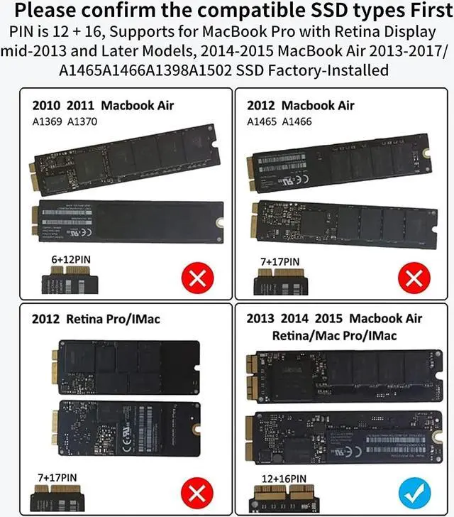 Alt view image 4 of 7 - ACASIS USB C 3.2 SSD Enclosure for Apple Flash SSDs 12+16 PIN MacBook Pro,MacBook Air, Mac Pro, iMac from 2013 to 2017 Portable Storage Enclosure Compatible with M.2 Nvme SSD with Adapter
