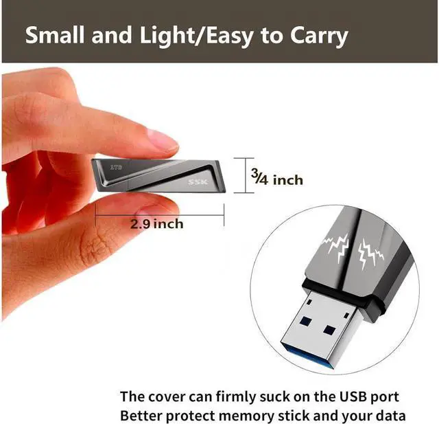 Alt view image 2 of 6 - 1TB USB SSD Solid State Flash Drive 550MB/s Super-Fast Transfer Speed USB 3.2 Gen2 Thumb(Jump) Drive Memory Stick + USB C Adapter for Type-c Smartphone, Laptop, MacBook/Pro/Air and More