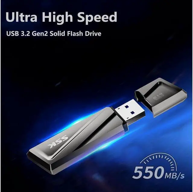 Alt view image 4 of 6 - 1TB USB SSD Solid State Flash Drive 550MB/s Super-Fast Transfer Speed USB 3.2 Gen2 Thumb(Jump) Drive Memory Stick + USB C Adapter for Type-c Smartphone, Laptop, MacBook/Pro/Air and More