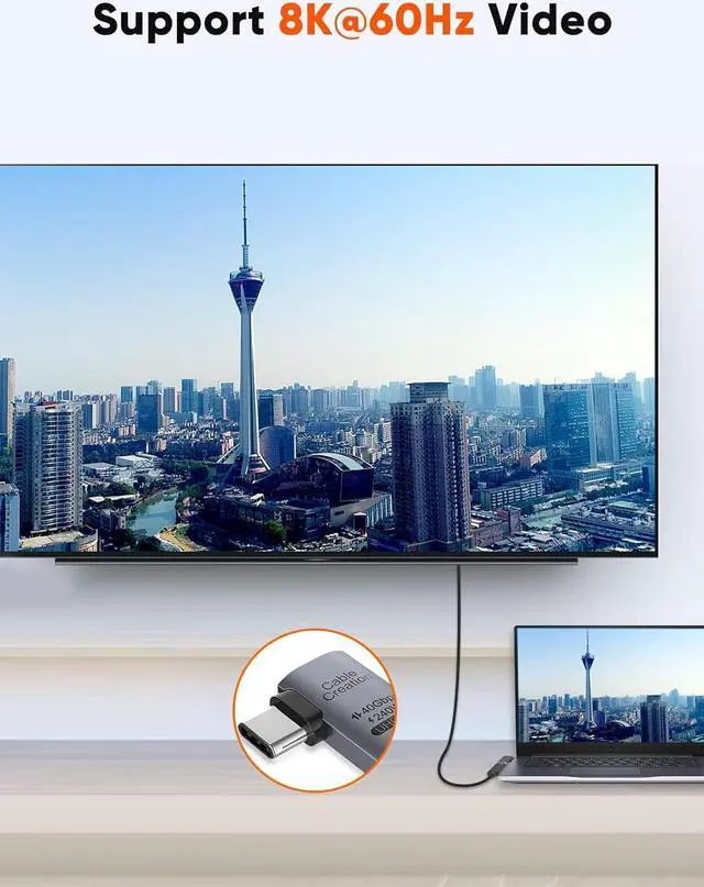 Alt view image 6 of 7 - CableCreation Right Angle USB C Adapter 2 Pack, USB C Male to Female 90 Degree Adapter 40Gbps 240W Compatible with Thunderbolt 4, USB 4, Notebook, PC, Tablet, Phone and More, Right Angle