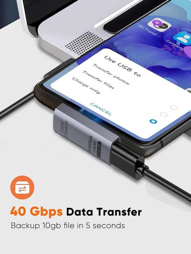 Alt view image 3 of 7 - CableCreation 90 Degree USB C Adapter 2 Pack, Middle Angle USB C Male to Female Adapter 40Gbps 240W Compatible with Steam Deck, ROG Ally, Switch, Notebook, PC, Tablet, Phone and More, Middle Angle