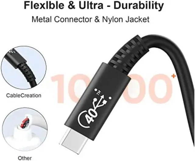 Alt view image 7 of 7 - CableCreation USB 4 Cable for Thunderbolt 4/3, [USB-IF Certified] 2.6FT 40Gbps 100W USB C Cable, 8K 30Hz or Dual 4K 60Hz Video, Compatible with USB-C Docking Station, Hub, eGPU and More, 0.8M
