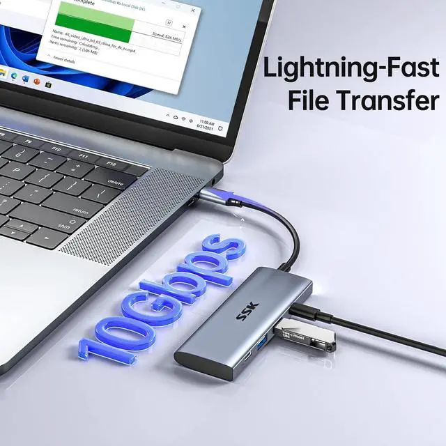 Alt view image 2 of 7 - USB C 10Gbps Hub, 4-in-1 USB Type C Multiport Adapter with 100W PD Charging, 2 USB C, 2 USB A 3.1/3.2 Gen2 10Gbps Ports,USB C hub for i-Mac/Mac-Book/Pro/Air/Surface Pro