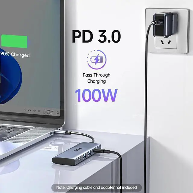 Alt view image 4 of 7 - USB C 10Gbps Hub, 4-in-1 USB Type C Multiport Adapter with 100W PD Charging, 2 USB C, 2 USB A 3.1/3.2 Gen2 10Gbps Ports,USB C hub for i-Mac/Mac-Book/Pro/Air/Surface Pro