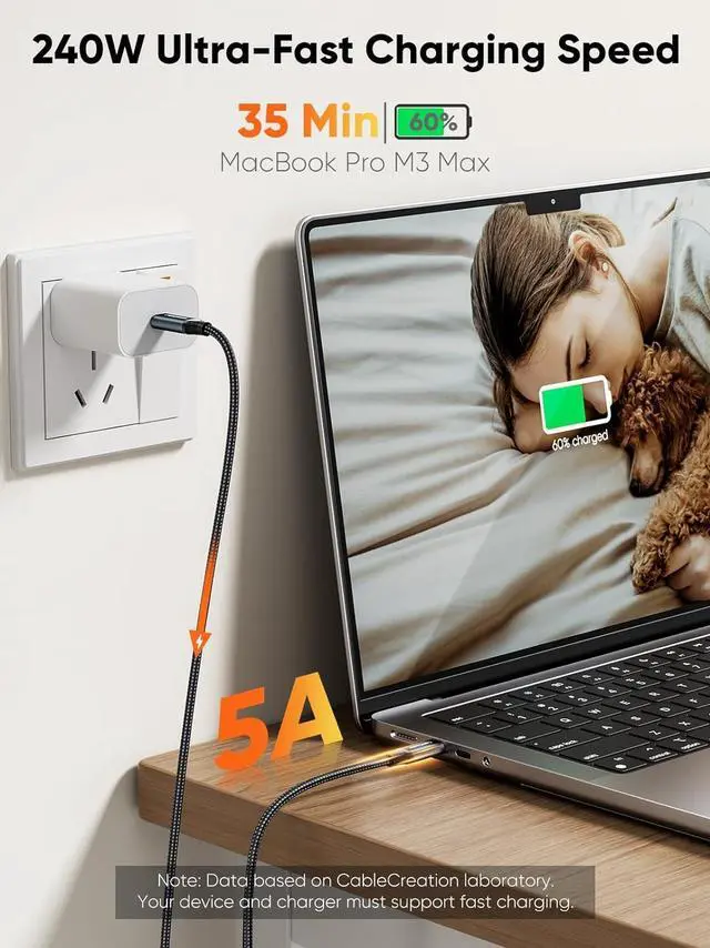 Alt view image 5 of 7 - CableCreation USB C to USB C Fast Charging Cable 240W, 2Pack 6FT Type C Charger Cord, 5A/48V USB C PD Cable for Mac-book Pro 16'', iPads, Sam-Sung Phones, i-Phone 15/15 pro/15 pro max/15 plus