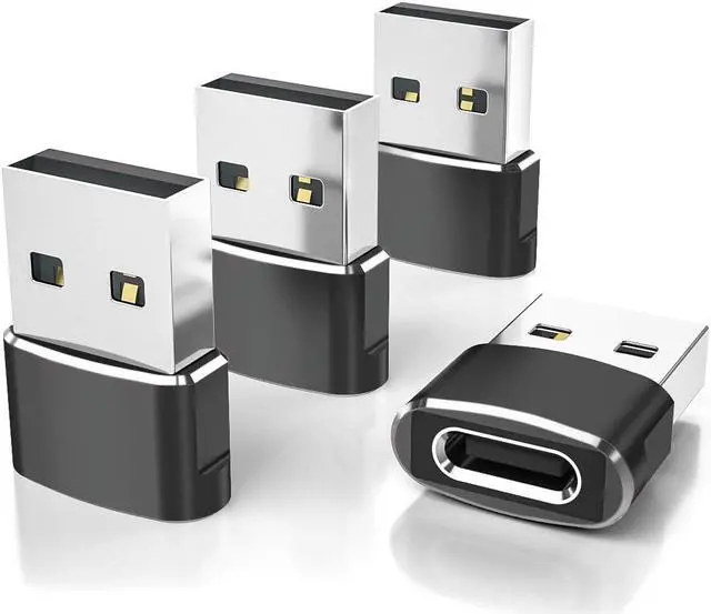 Main image of USB to USB C Adapter 4 Pack,Type C Female to A Male Charger Converter for A-pple Watch Ultra i-Watch 8 7,iPhone 15 14 13 12 Pro Max Plus,Air-pods,iPad 9 10 Air 5 Mini 6,Car,  Sam-sung Galaxy S23 S24