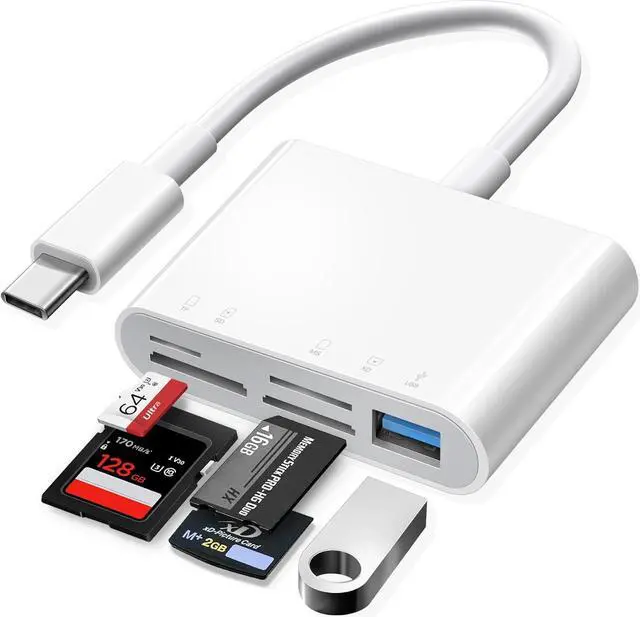 Main image of USB C SD Card Reader, USB-C to SD MicroSD XD Picture MS Memory Stick Cards, Type C 5 Slots Memory Card Adapter for i-Phone 15 iPad Mac Laptop MacBook and Android Galaxy More USBC Devices