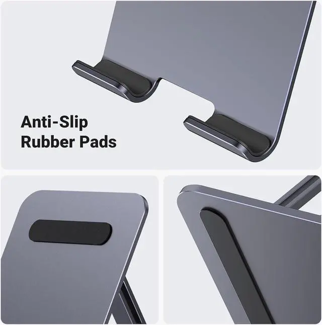 Alt view image 5 of 7 - UGREEN Tablet Stand Holder for Desk 2 Adjustable Arm, Multi-Angle Tablet Holder Universal Foldable Dock Compatible with 2024 iPad Pro 13 12.9 11 iPad Air 11 13 ipad mini Phone 15 14 E-Reader Grey