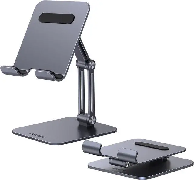 Main image of UGREEN Tablet Stand Holder for Desk 2 Adjustable Arm, Multi-Angle Tablet Holder Universal Foldable Dock Compatible with 2024 iPad Pro 13 12.9 11 iPad Air 11 13 ipad mini Phone 15 14 E-Reader Grey