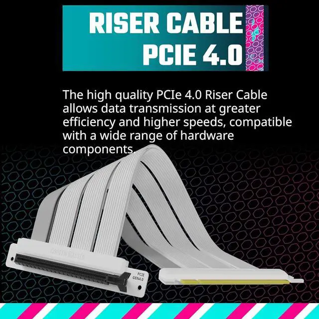 Alt view image 7 of 7 - MasterAccessory Vertical GPU Card Holder Kit V3 White, Premium Riser Cable PCI-E 4.0 x16-165mm, PCIe 3.0 Compatible, Adjustable Length for E-ATX|ATX|Micro ATX Case (MCA-U000R-WFVK03)