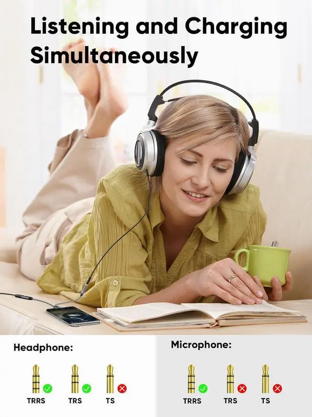 Alt view image 7 of 7 - CableCreation USB C to 3.5mm Headphone and Charger Adapter with PD 100W 60W Fast Charging, USB C to Aux Audio Jack Type C to Aux Cord for iPhone 15, Galaxy S24/S23/S22 Ultra+, iPad Pro/Air, Pixel 8/7+