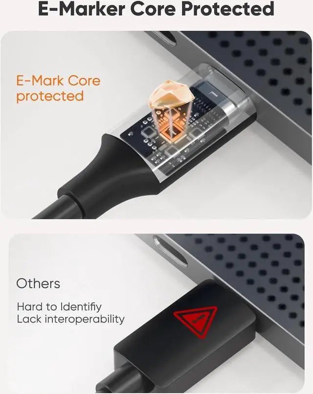 Alt view image 3 of 6 - CableCreation USB 4 Cable (3.3FT/1M) 40Gbps Data Transfer, 240W Fast Charging USB Type C Cable, 8K@60Hz HD Display Video Cord for Thunderbolt 4/3, iPhone 15 Pro Max, MacBook, XPS, Surface, Docking