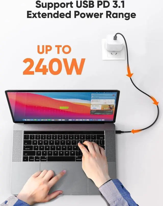 Alt view image 5 of 6 - CableCreation USB 4 Cable (3.3FT/1M) 40Gbps Data Transfer, 240W Fast Charging USB Type C Cable, 8K@60Hz HD Display Video Cord for Thunderbolt 4/3, iPhone 15 Pro Max, MacBook, XPS, Surface, Docking